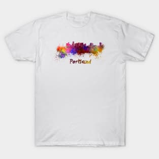 Portland skyline in watercolor T-Shirt